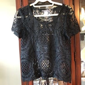 Anthropologie Crochet Short Sleeve Box Top 🍉